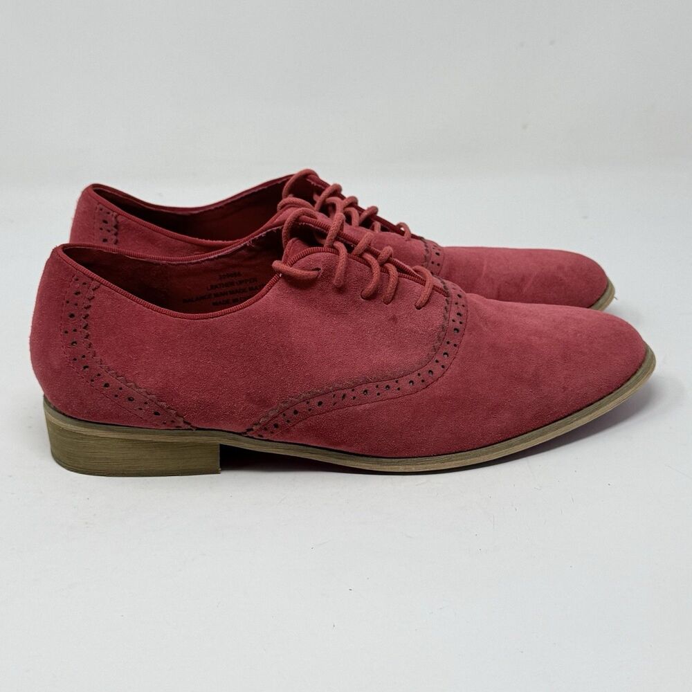 Twiggy of London Oxford Shoes Womens 11 M Red Suede Lace Up Wooden Heel Boho